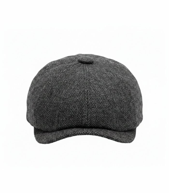 CLASSIC HERRINGBONE NEWSBOY CAP GUNMETAL GREY