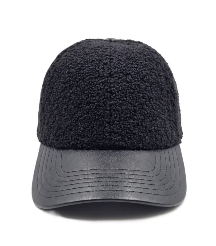 VINTAGE SHERPA LEATHER BASEBALL CAP CHARCOAL