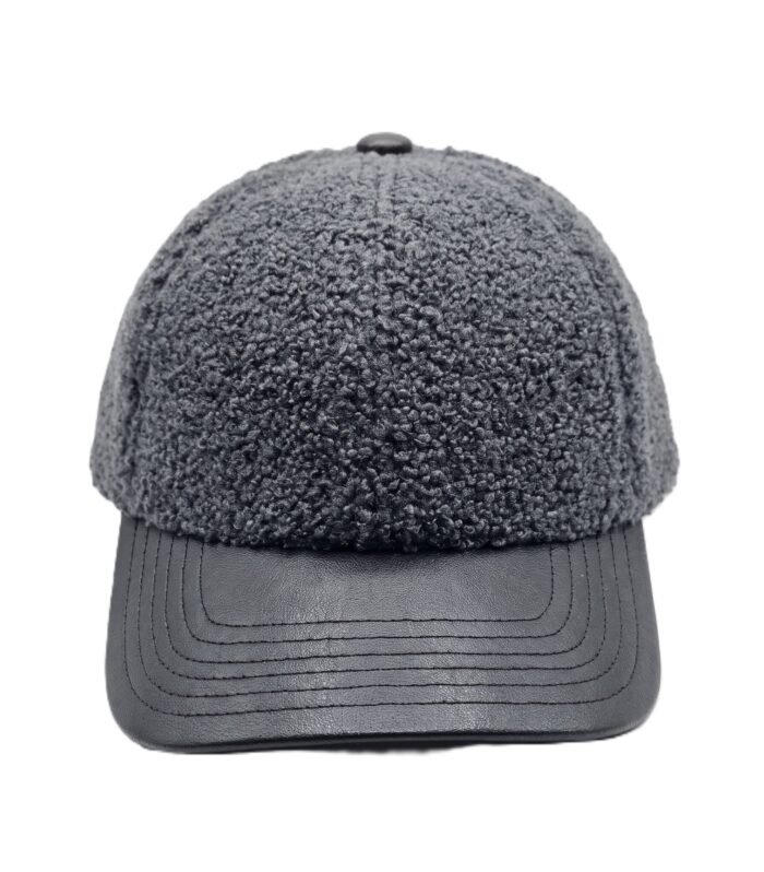 VINTAGE SHERPA LEATHER BASEBALL CAP SHADOW GREY